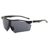(12 PACK) Wholesale Sports Sunglasses New Arrival Cycling Women Outdoor Sport Semirimless One Piece Windproof 2024 - BulkSunglassesWholesale.com - Black Frame Black Lens